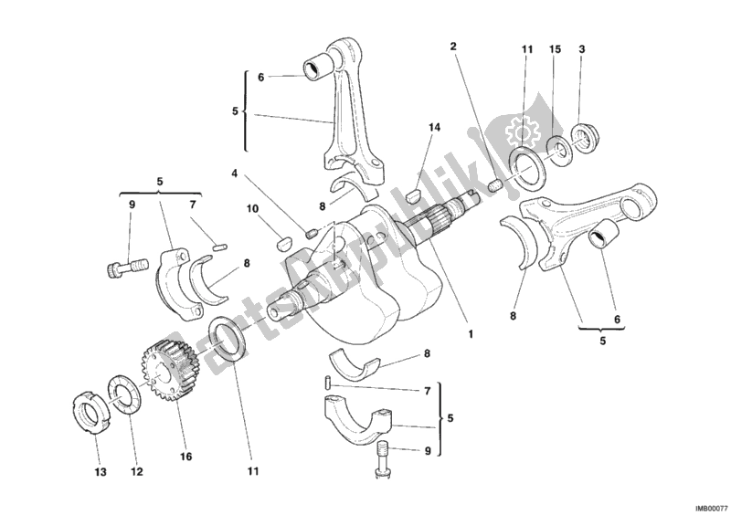 Tutte le parti per il Albero A Gomiti del Ducati Sport ST3 USA 1000 2006